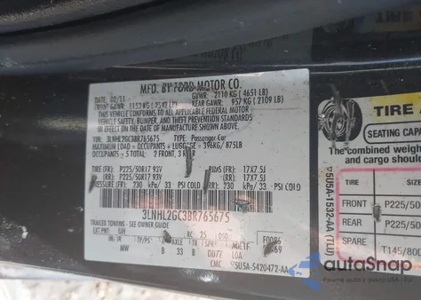 2011 Lincoln Mkz из США, поврежденный, VIN 3LNHL2GC3BR765675